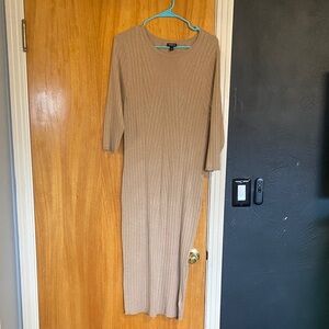 Torrid Tan Long Sleeve Ribbed Dress